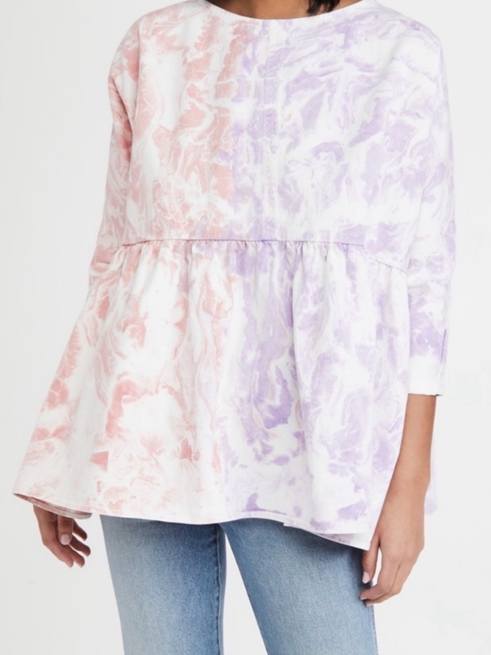 Rachel Comey Oust Top Tie Dye Denim Blouse Shirt Marble Chino Lilac